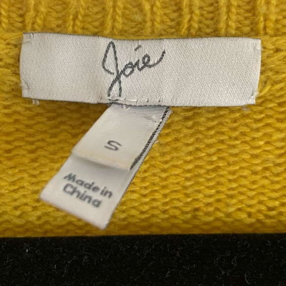 Joie Yellow/Black/Grey Colorblock Viscose/Lambswool/Cashmere Crewneck Sweater - Picture 6 of 7